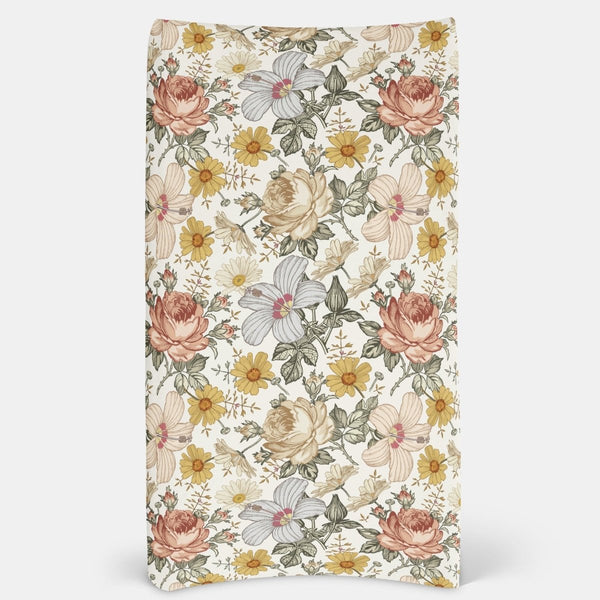 Vintage Earthy Floral Changing Pad Cover - gender_girl, Theme_Floral, Vintage Earthy Floral