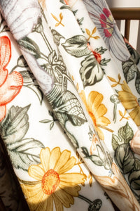 Vintage Earthy Floral Golden Ruffled Crib Bedding - gender_girl, Theme_Floral, Vintage Earthy Floral