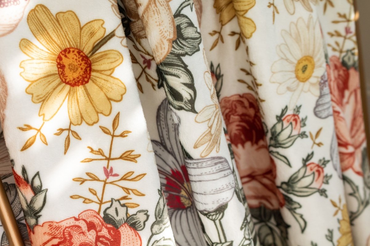 Vintage Earthy Floral Golden Ruffled Crib Bedding - gender_girl, Theme_Floral, Vintage Earthy Floral