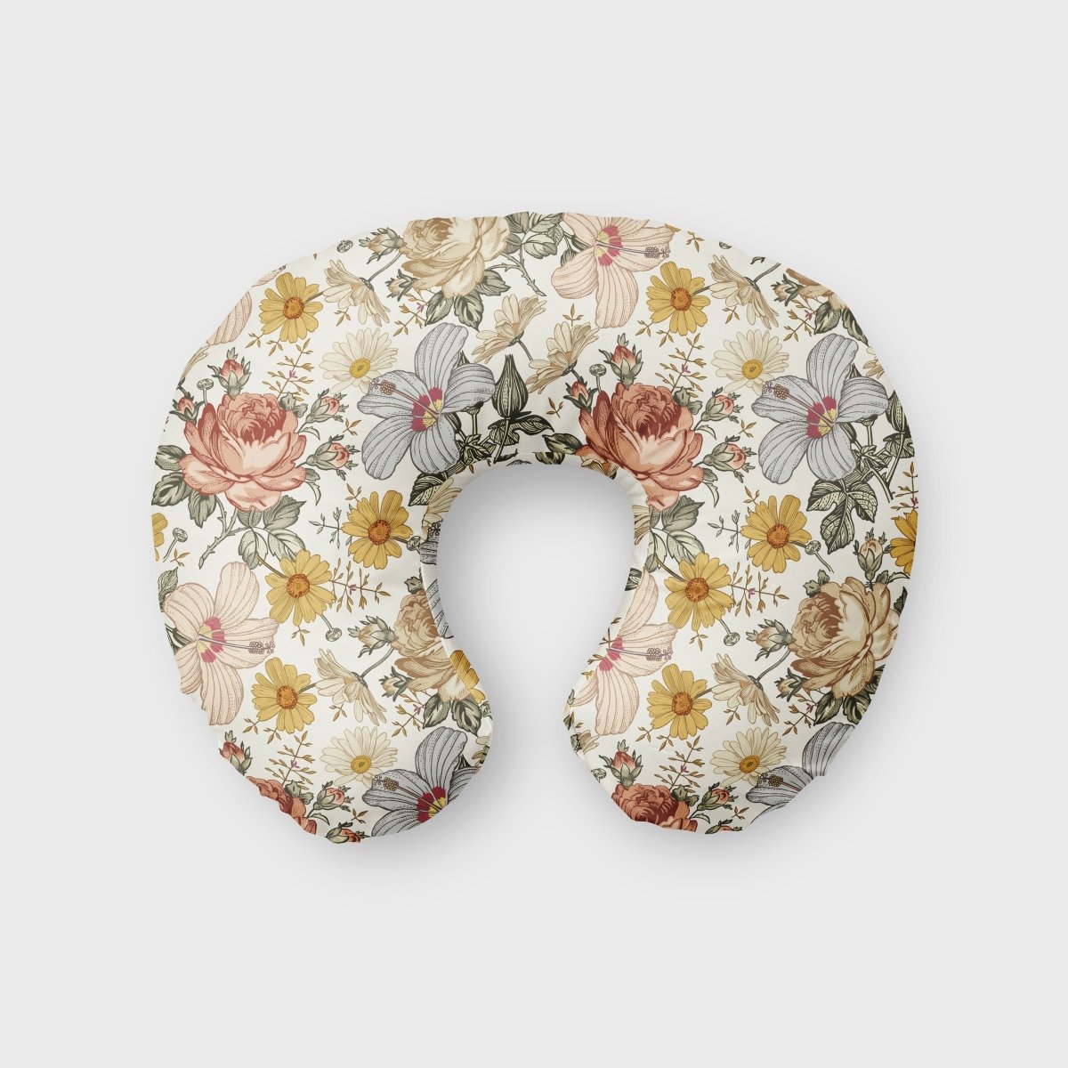 Vintage Earthy Floral Nursing Pillow Cover