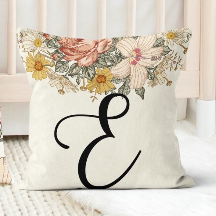 Vintage Earthy Floral Personalized Nursery Pillow - gender_girl, text, Theme_Floral
