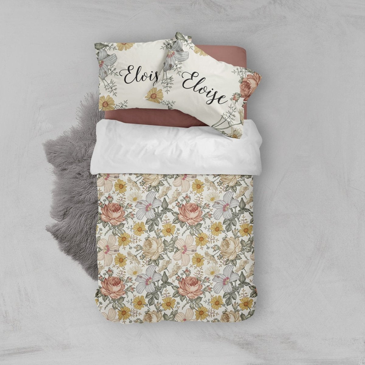 Vintage Floral Kids Bedding Set (Comforter or Duvet Cover) - gender_girl, text, Theme_Floral