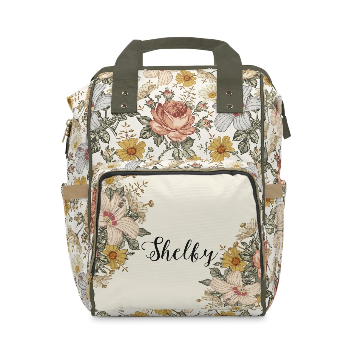 Vintage Floral Personalized Backpack Diaper Bag - gender_girl, text, Theme_Floral