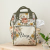 Vintage Floral Personalized Backpack Diaper Bag - gender_girl, text, Theme_Floral