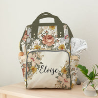 Vintage Floral Personalized Backpack Diaper Bag - gender_girl, text, Theme_Floral