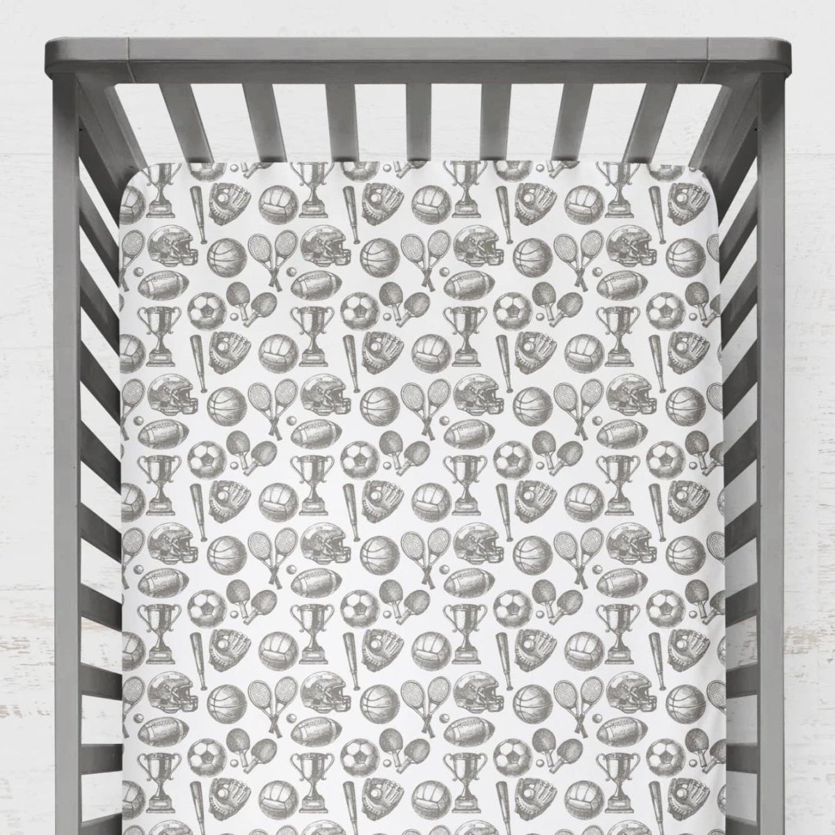 Vintage Sports Crib Sheet Crib Bedding Nursery Decor