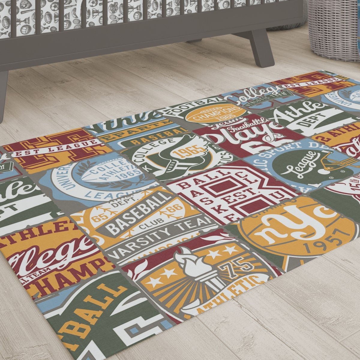 Vintage Sports Nursery Rug - gender_boy, Vintage Sports,