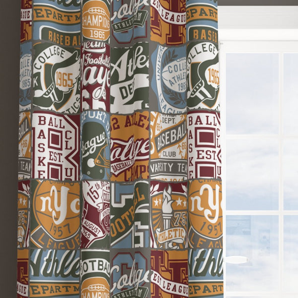 Vintage Sports Patchwork Curtain Panel - gender_boy, Vintage Sports,