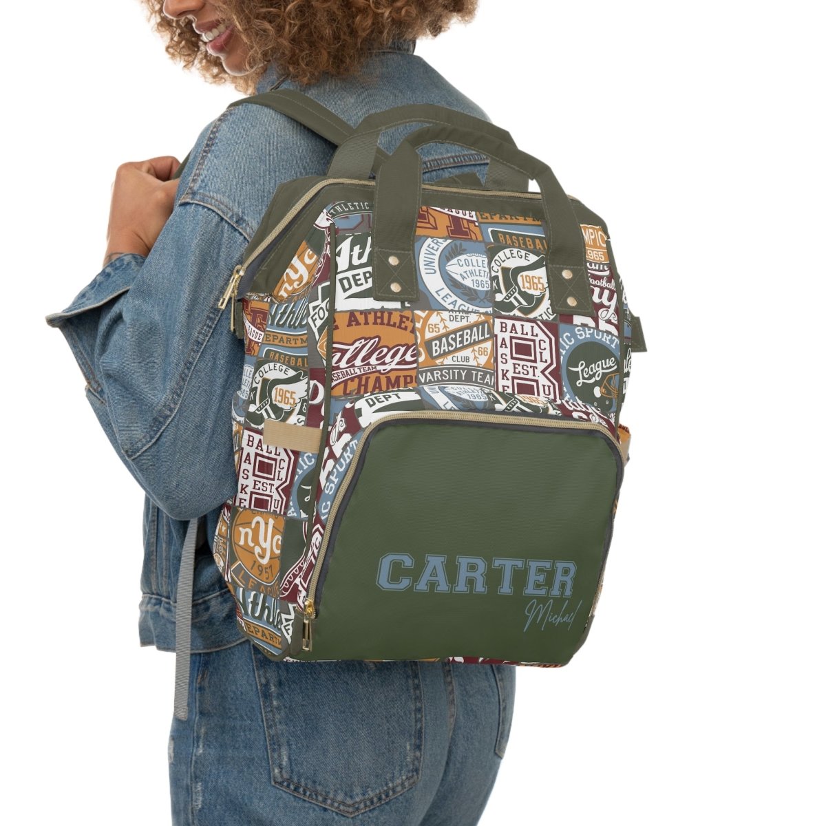 Vintage Sports Personalized Backpack Diaper Bag - gender_boy, text, Vintage Sports