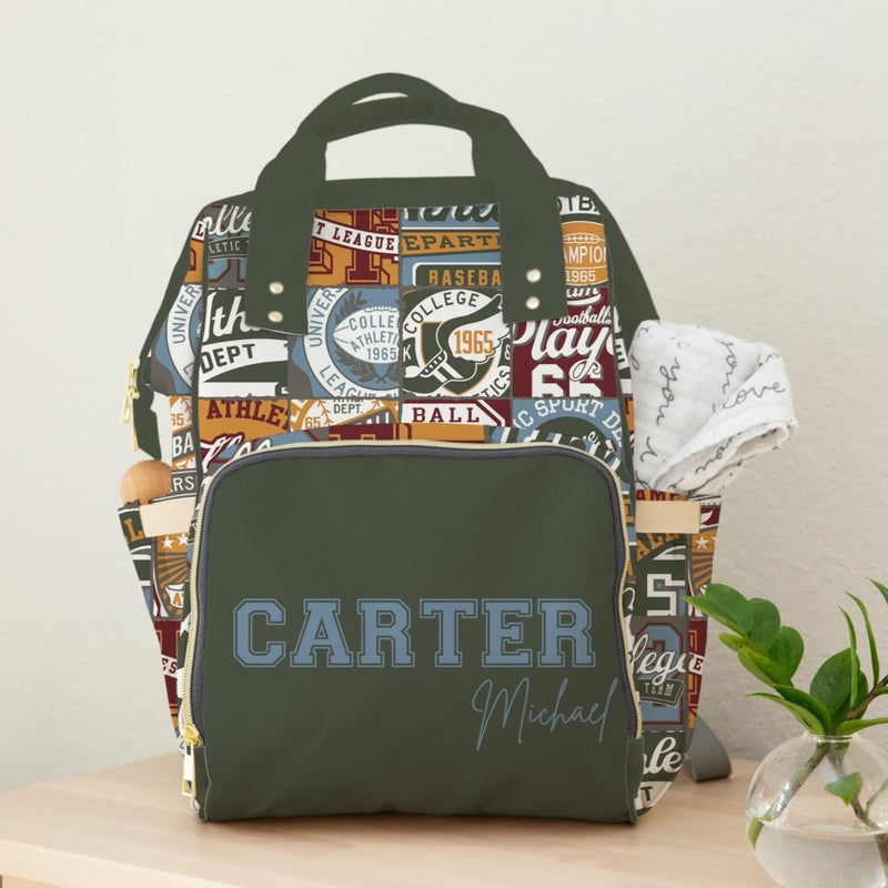 Vintage Sports Personalized Backpack Diaper Bag - gender_boy, text, Vintage Sports