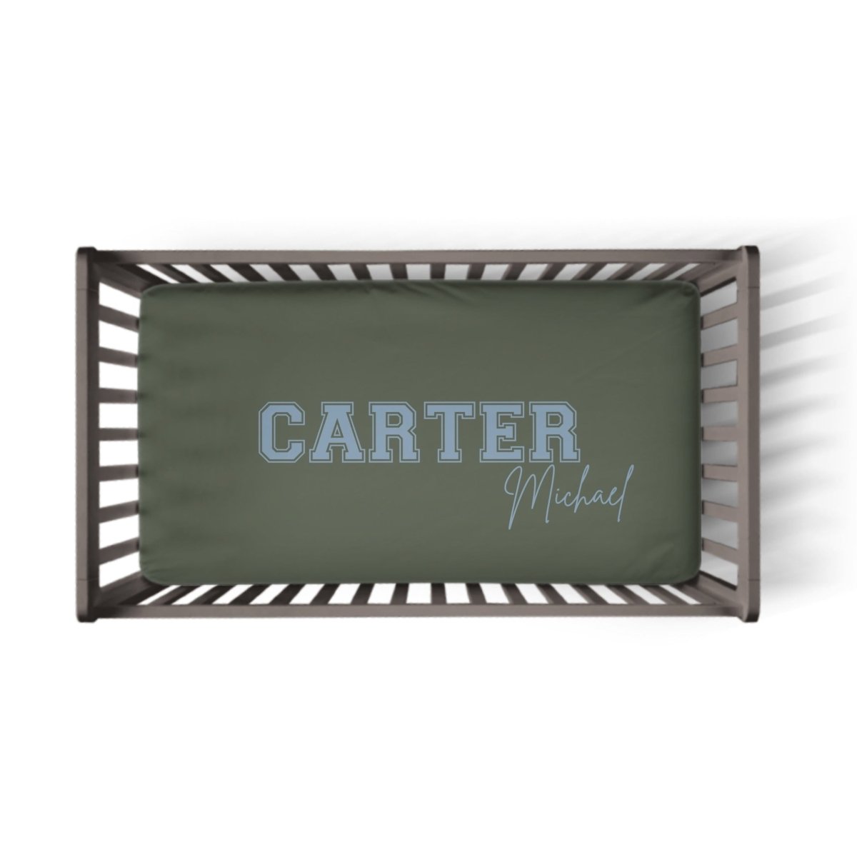 Vintage Sports Personalized Crib Sheet - gender_boy, Personalized_Yes, text