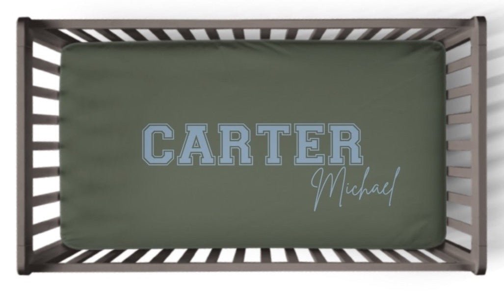Vintage Sports Plaid Crib Bedding - gender_boy, text, Vintage Sports