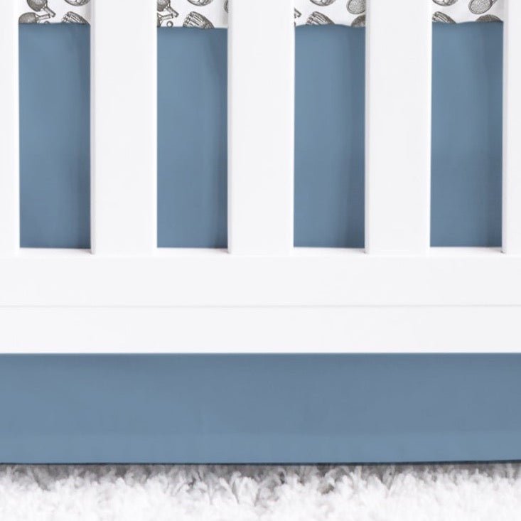 Vintage Sports Solid Blue Crib Skirt - gender_boy, Theme_Solid, Vintage Sports
