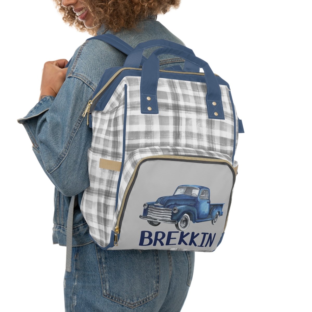 Vintage Truck Personalized Backpack Diaper Bag - gender_boy, text, Vintage Truck