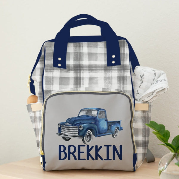 Vintage Truck Personalized Backpack Diaper Bag - Backpack