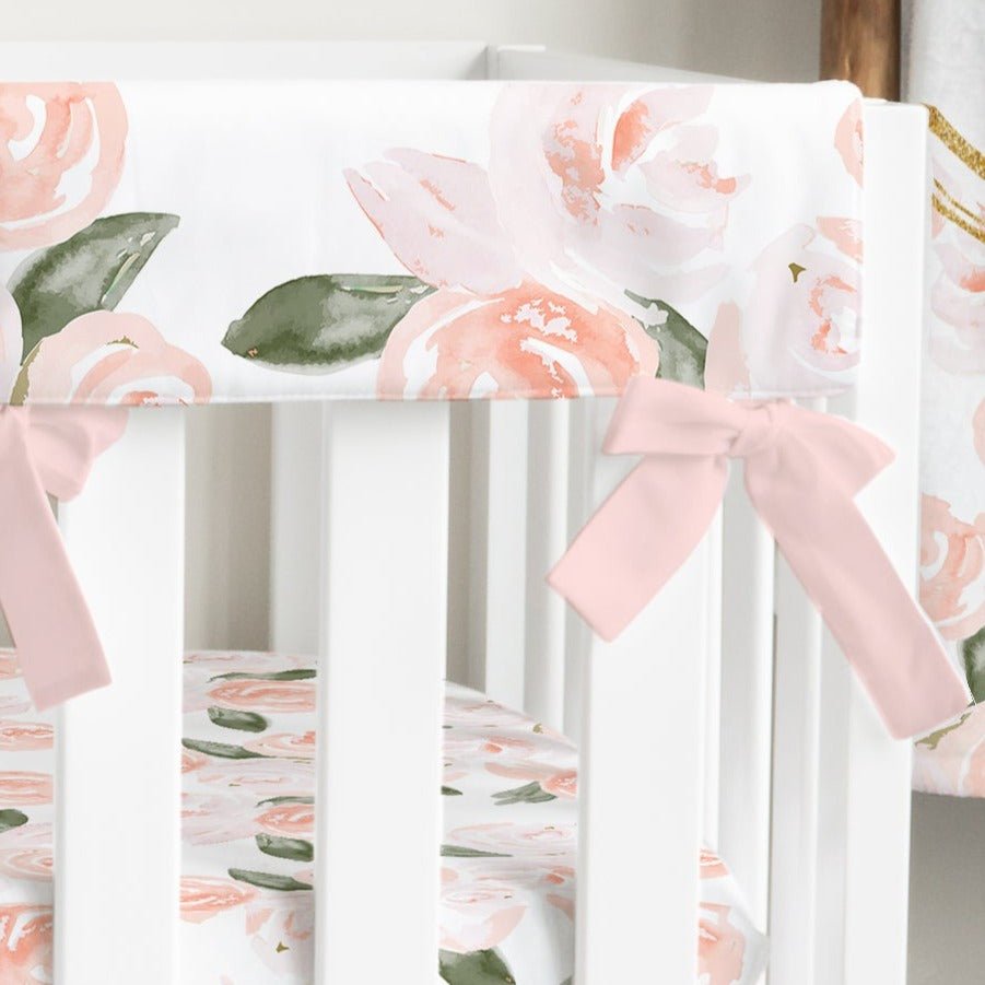 Watercolor Floral Crib Rail Guards - gender_girl, Theme_Floral,