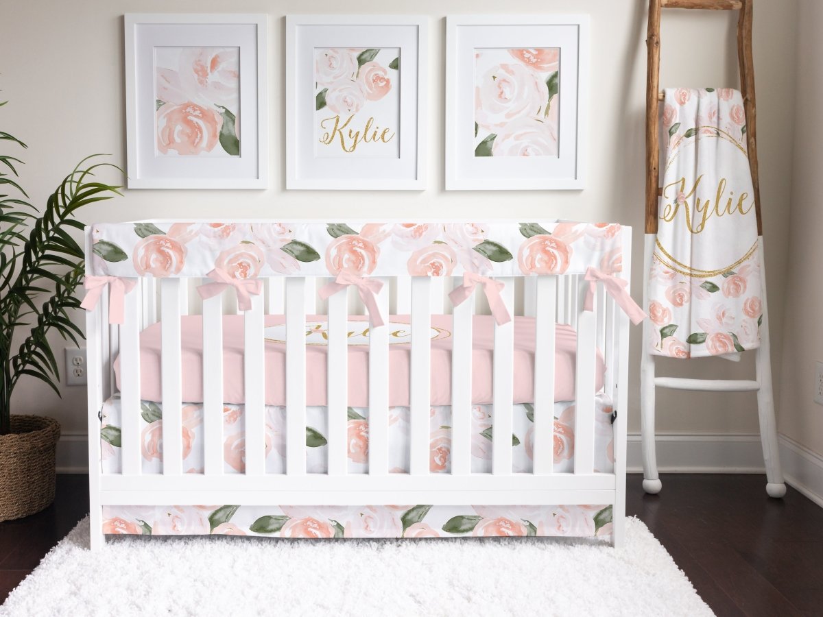 Watercolor Floral Crib Rail Guards - gender_girl, Theme_Floral,