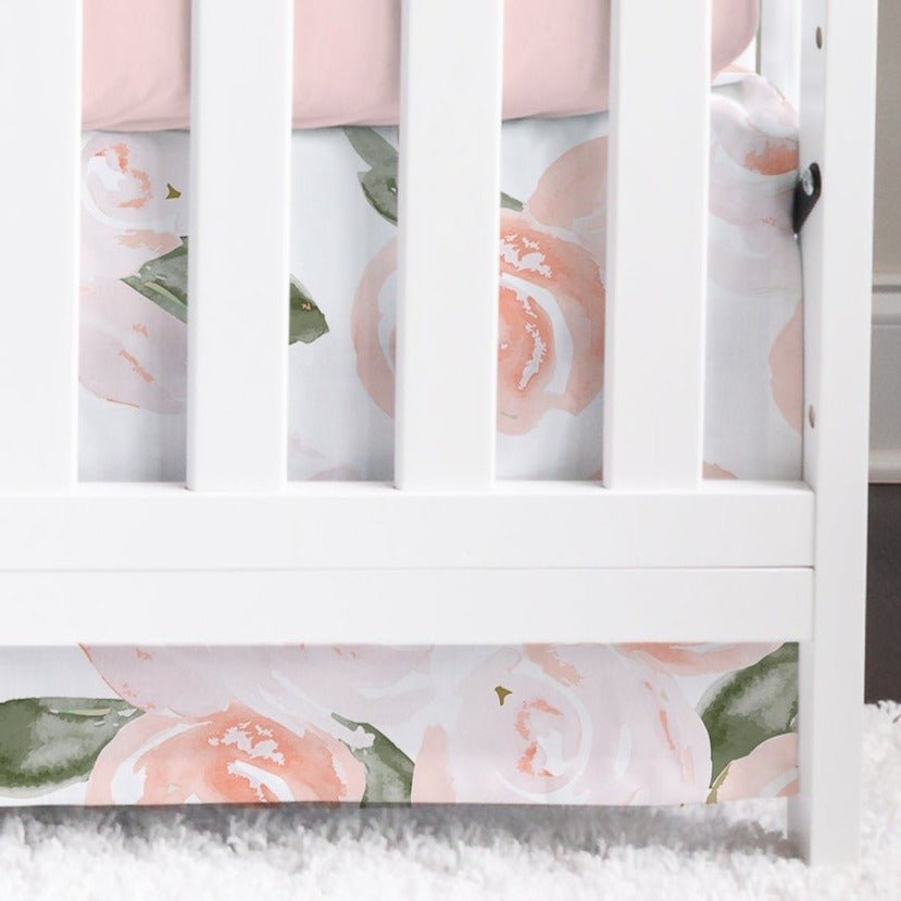 Watercolor Floral Crib Skirt - gender_girl, Theme_Floral,
