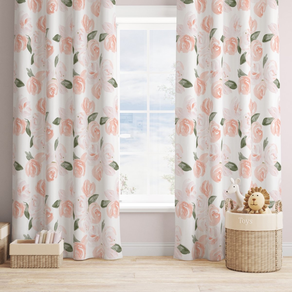 Watercolor Floral Curtain Panel - gender_girl, Theme_Floral,