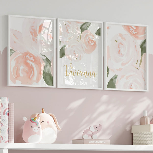 Watercolor Floral Personalized Nursery Art - gender_girl, text, Theme_Floral