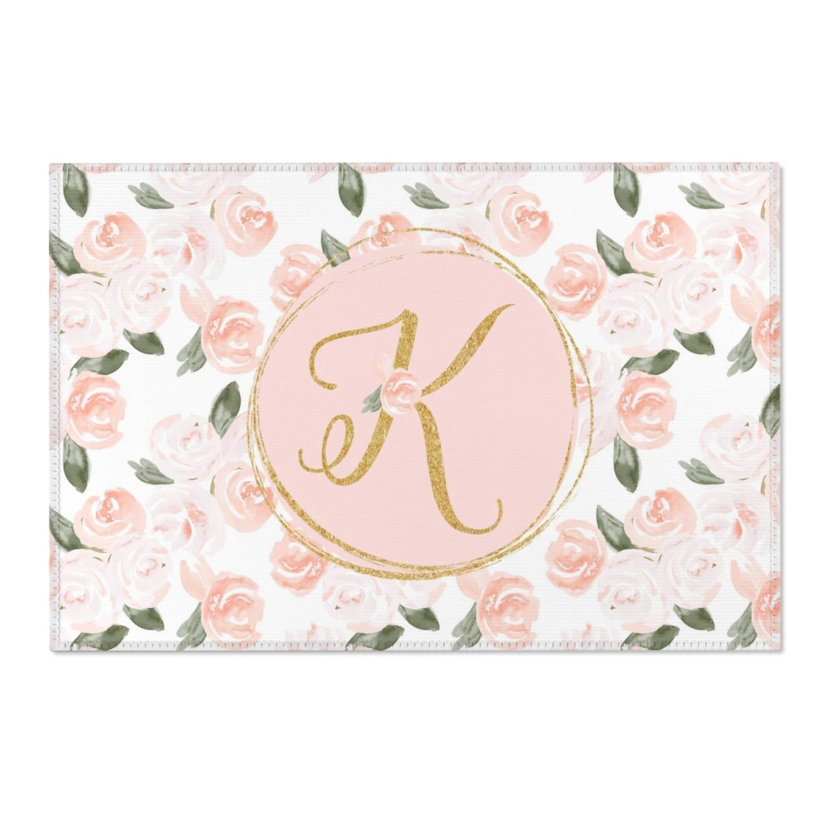 Watercolor Floral Personalized Nursery Rug - gender_girl, text, Theme_Floral