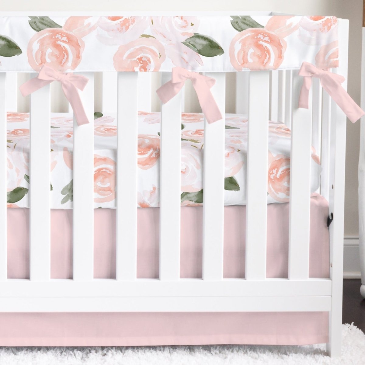 Watercolor Floral Pink Crib Bedding - gender_girl, text, Theme_Floral