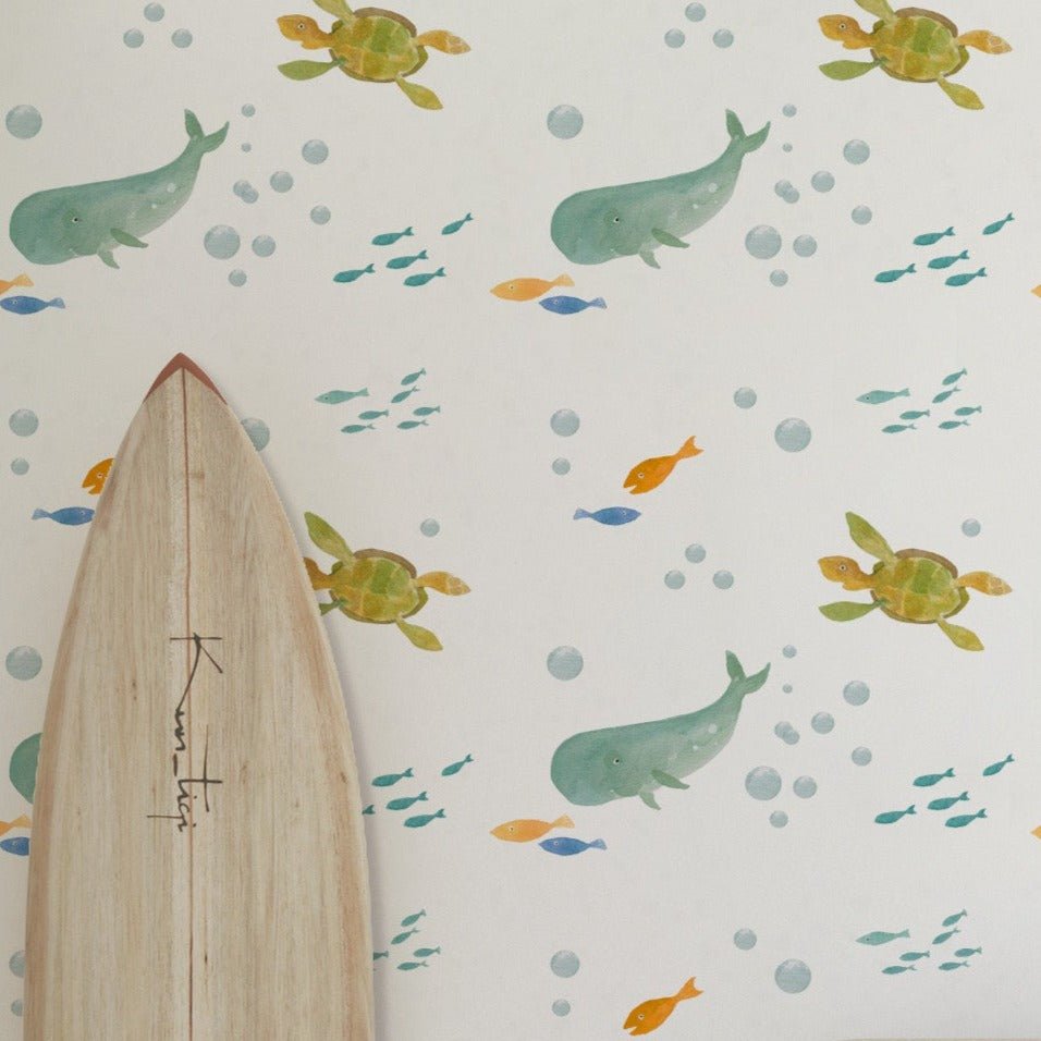 Watercolor Sealife Peel & Stick Wallpaper - gender_boy, gender_girl, gender_neutral