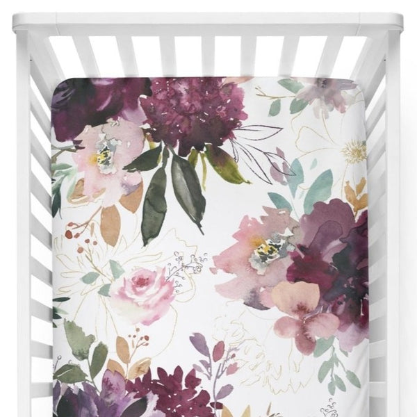 Whisper Floral Crib Sheet - gender_girl, Theme_Floral,