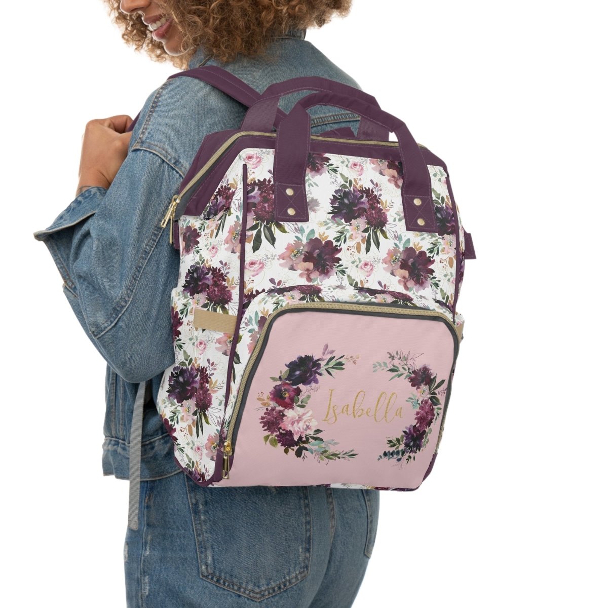 Whisper Floral Personalized Backpack Diaper Bag - gender_girl, text, Theme_Floral