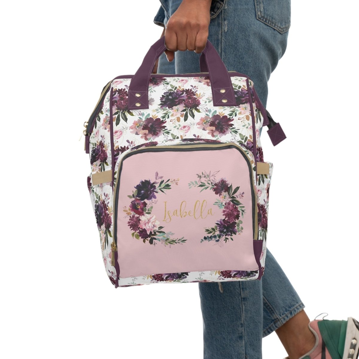 Whisper Floral Personalized Backpack Diaper Bag - gender_girl, text, Theme_Floral