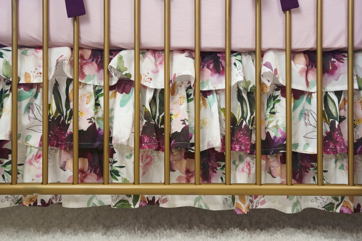 Whisper Floral Ruffled Crib Bedding - gender_girl, text, Theme_Floral