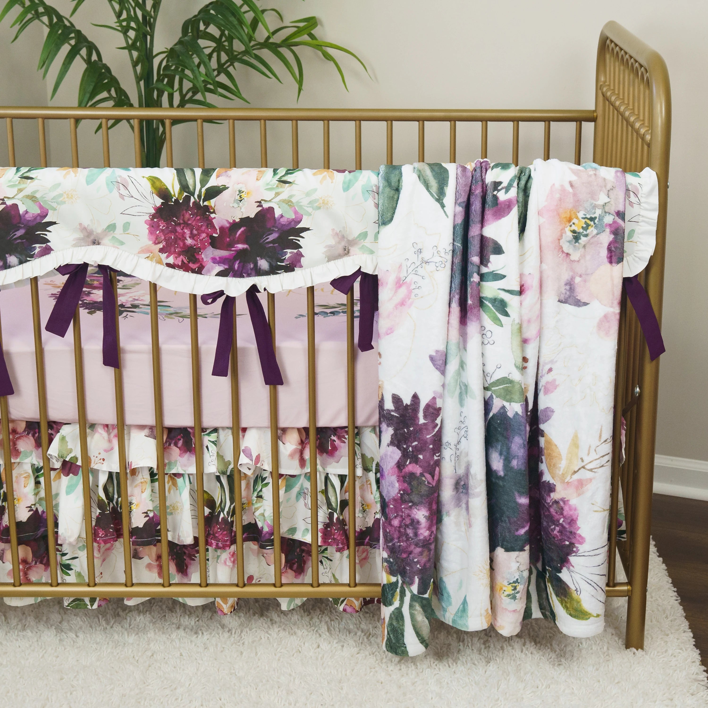 Whisper Floral Ruffled Crib Bedding - gender_girl, text, Theme_Floral