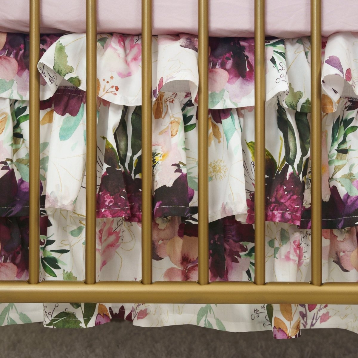 Whisper Floral Ruffled Crib Skirt - gender_girl, Theme_Floral, Whisper Floral
