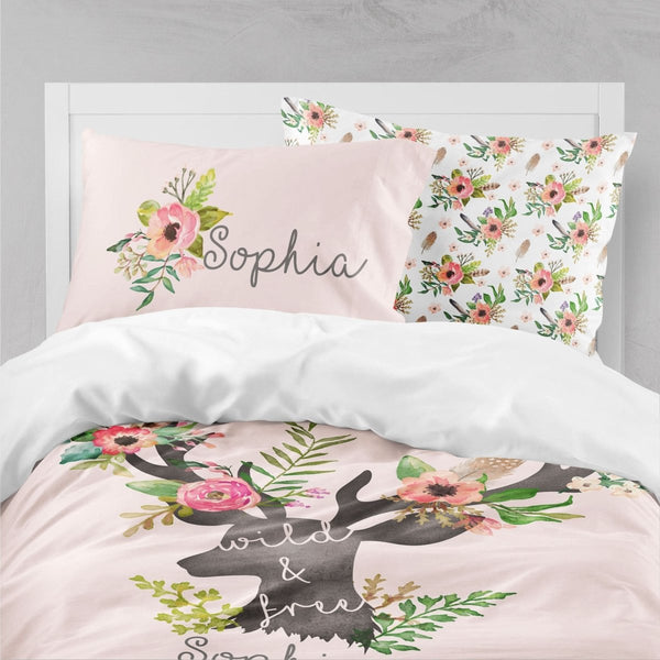 Wild and Free Kids Bedding Set (Comforter or Duvet Cover) - text, ,