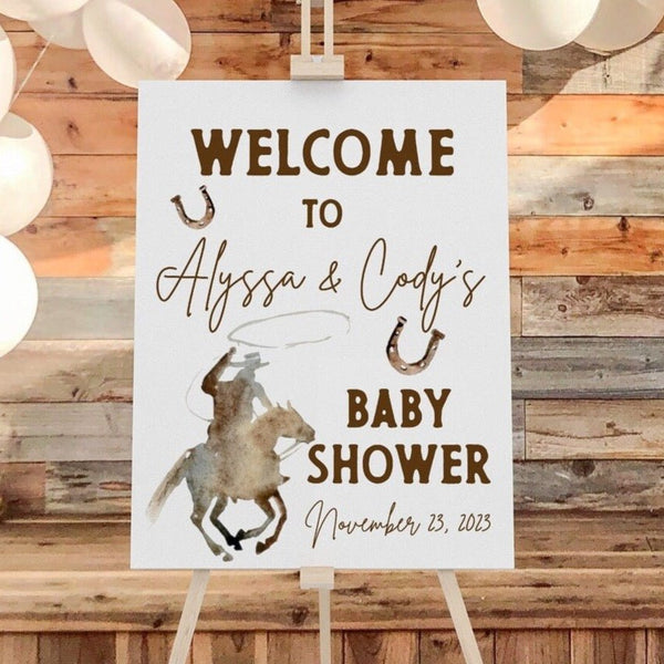 Wild West Cowboy Baby Shower Welcome Sign - gender_boy, text, Theme_Southwestern