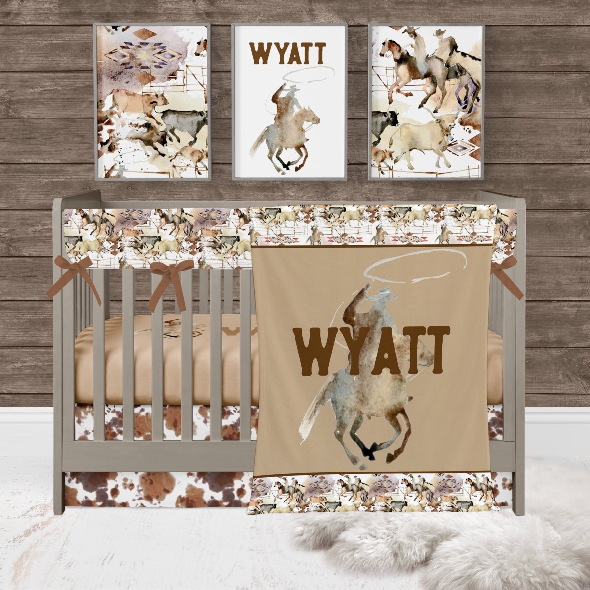 Wild West Cowboy Crib Rail Guards - gender_boy, Theme_Farm, Theme_Southwestern