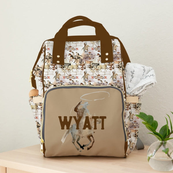 Wild West Cowboy Personalized Backpack Diaper Bag - Backpack