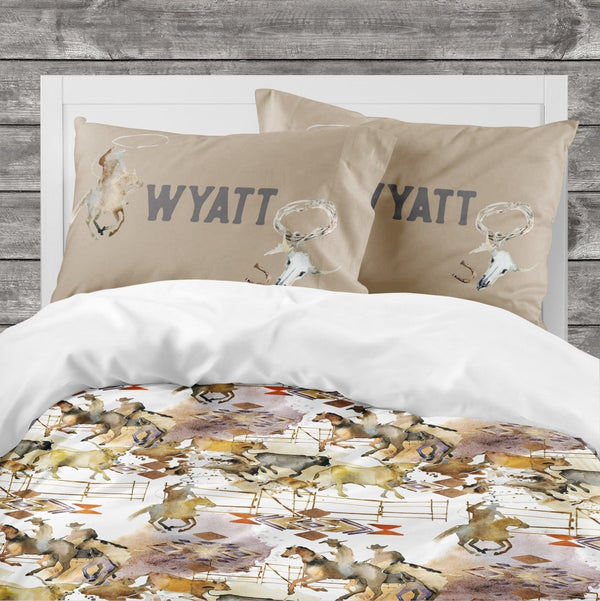 Wild West Cowboy Personalized Kids Bedding Set (Comforter or Duvet Cover) - gender_boy, text, Theme_Farm