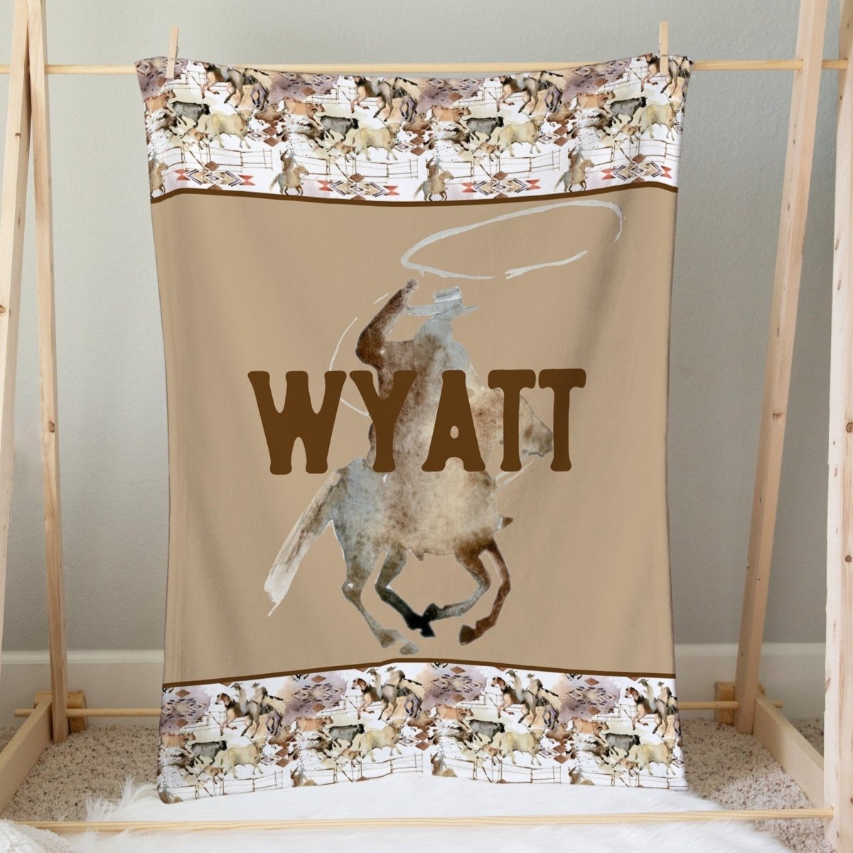 Wild West Cowboy Personalized Minky Blanket - gender_boy, Personalized_Yes, text