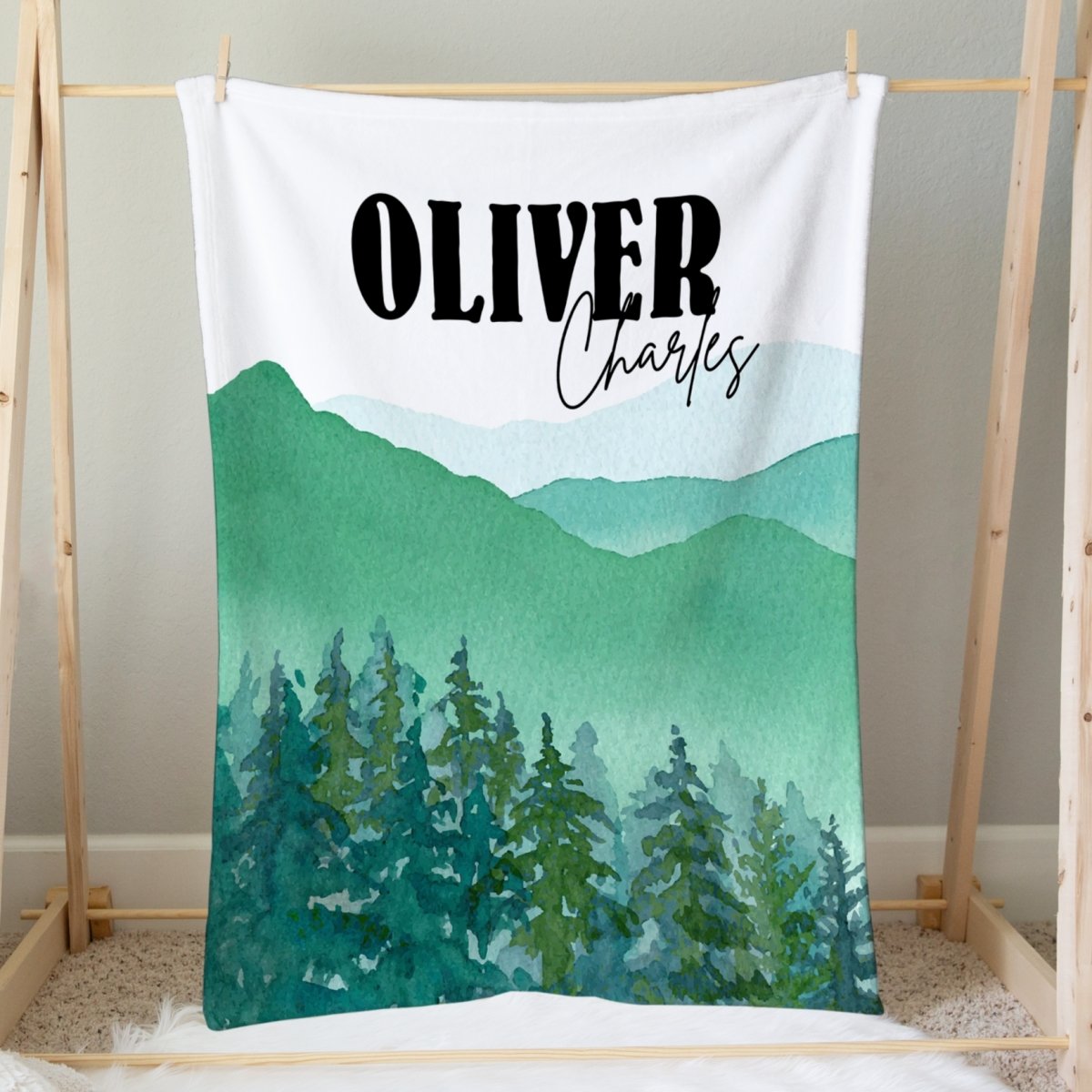 Wild Woods Personalized Minky Blanket - gender_boy, Personalized_Yes, text