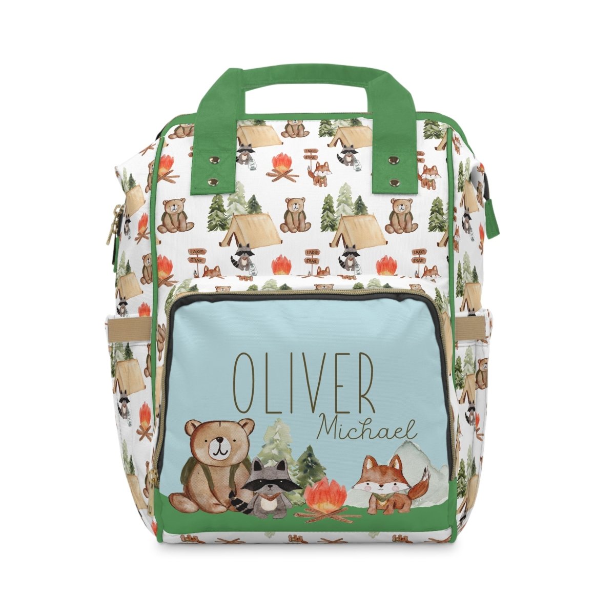 Woodland Camper Personalized Backpack Diaper Bag - gender_boy, text, Theme_Woodland