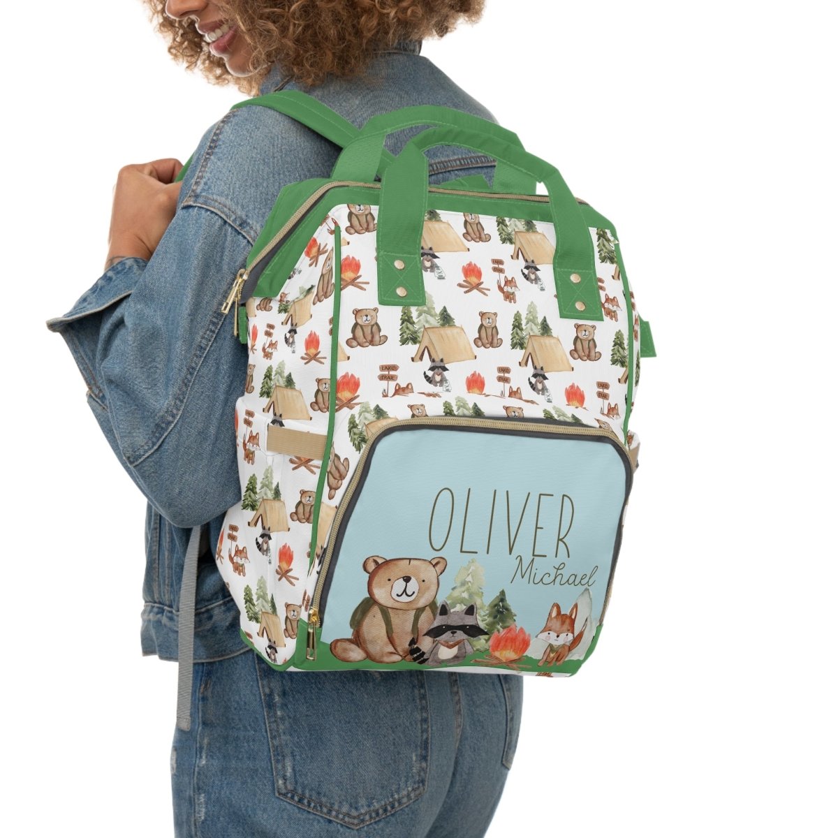 Woodland Camper Personalized Backpack Diaper Bag - gender_boy, text, Theme_Woodland