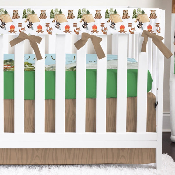 Woodland Camper Personalized Crib Bedding - gender_boy, text, Theme_Adventure