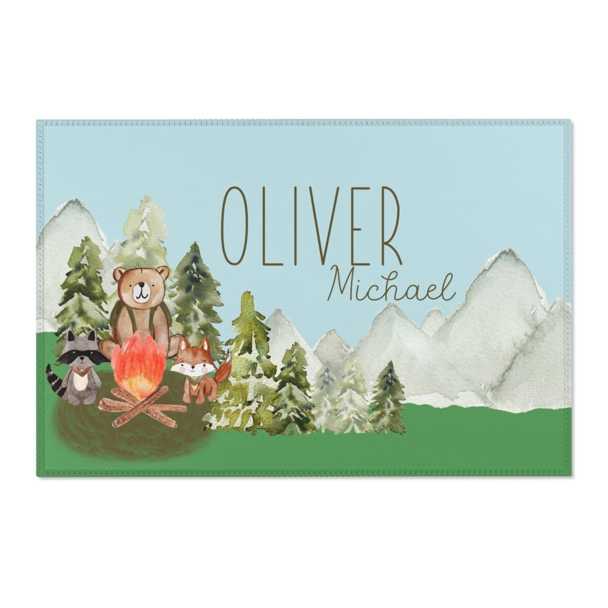 Woodland Camper Personalized Nursery Rug