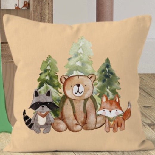 Woodland Camper Throw Pillow - gender_boy, Theme_Woodland, Woodland Camper