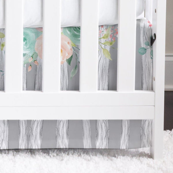 Woodland Floral Adventure Crib Skirt - gender_girl, Theme_Adventure, Theme_Floral