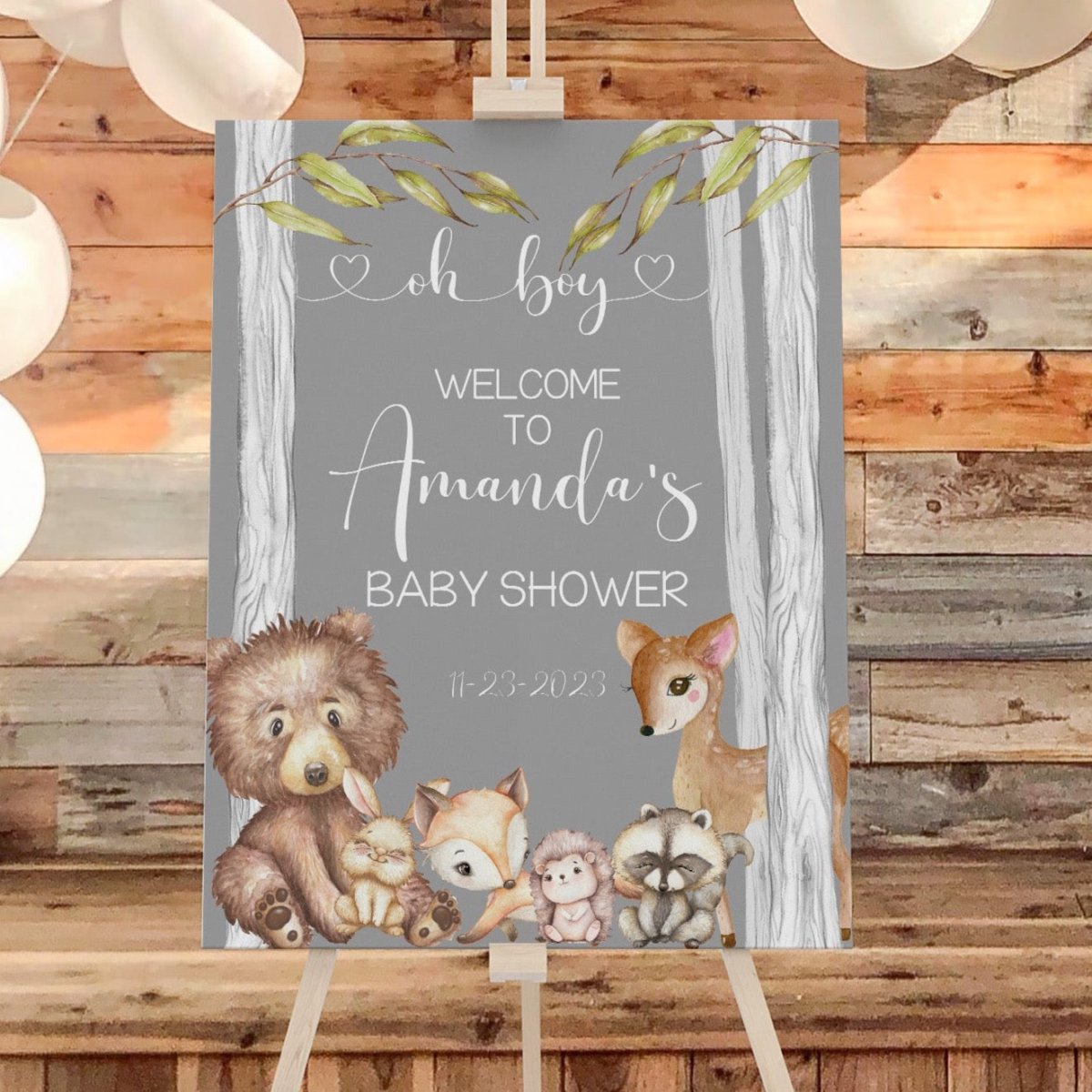Woodland Floral Baby Shower Welcome Sign - Welcome Sign