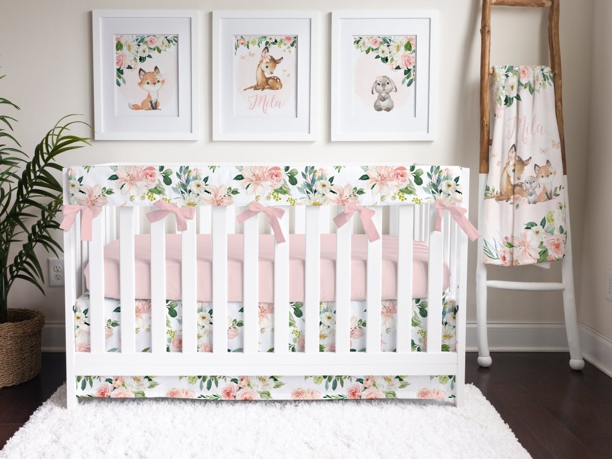 Woodland Meadows Crib Skirt - gender_girl, Theme_Floral, Theme_Woodland