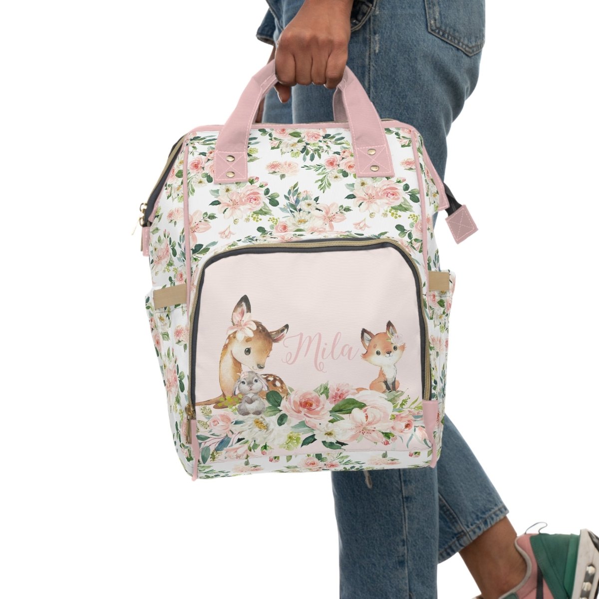 Woodland Meadows Personalized Backpack Diaper Bag - gender_girl, text, Theme_Floral